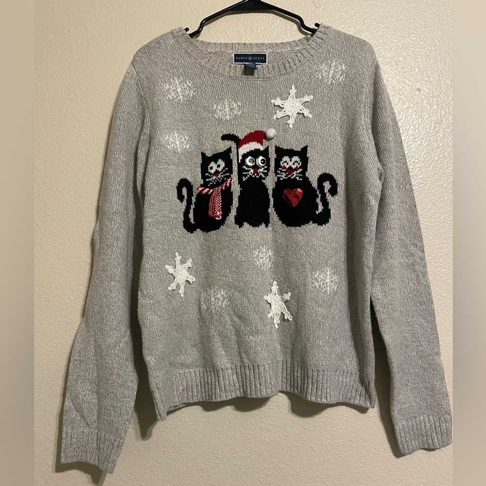 Karen Scott Cat Christmas Sweater